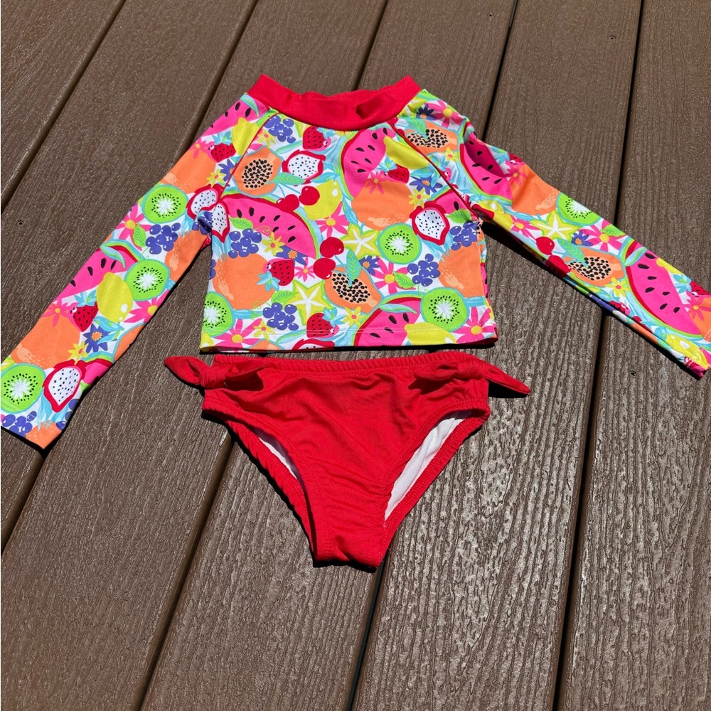 Penelope Mack Red Rashguard Swim Set Sun Protection
